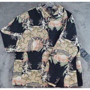 Rebel Vengeance Tapestry Shirt Jacket Size M Non DUCOR DUCO Cherub Print Shacket